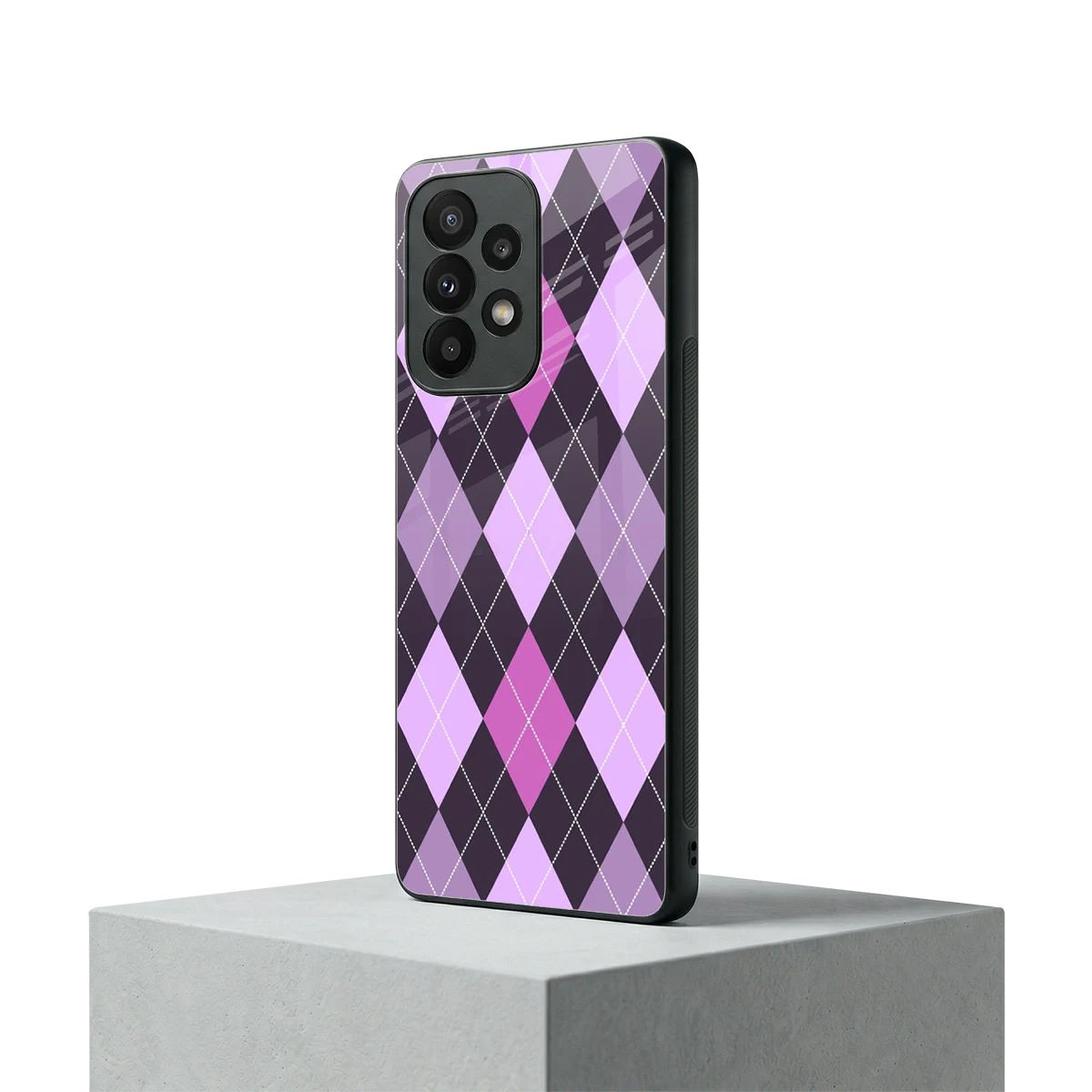 Argyle Purple samsung galaxy a23 mobile cover | shockproof glass phone case