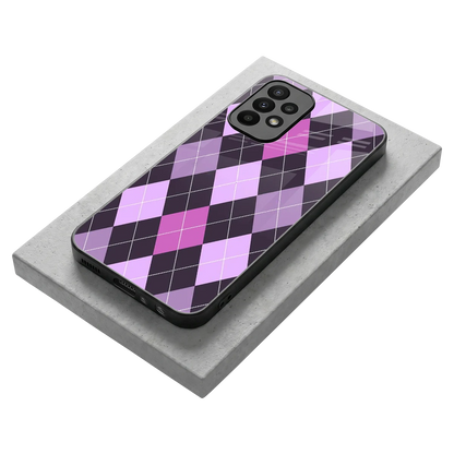Argyle Purple stylish phone case for samsung galaxy a23 | glossy glass and slim fit