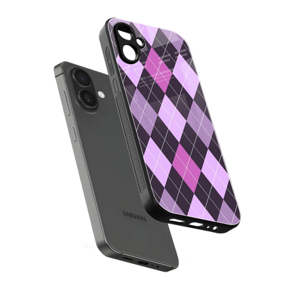 Argyle Purple sleek samsung galaxy a06 5g cover with tempered glass back and TPU edges