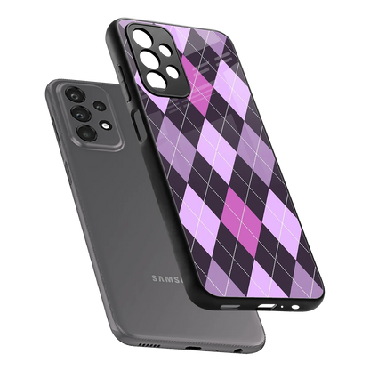 Argyle Purple sleek samsung galaxy a23 cover with tempered glass back and TPU edges