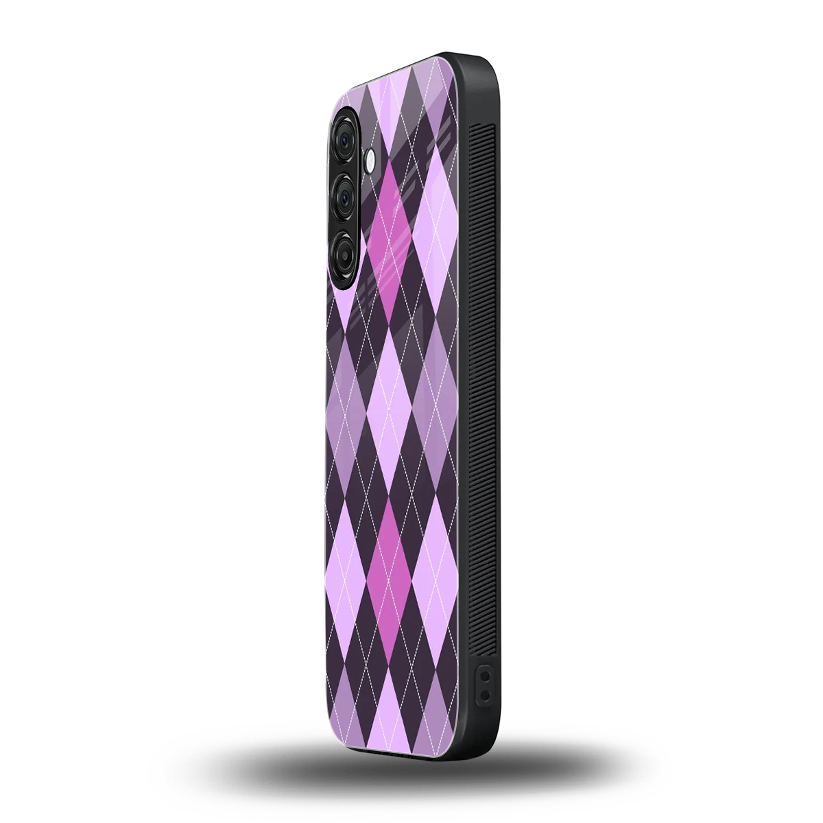 Argyle Purple samsung galaxy a55 5g mobile cover | shockproof glass phone case