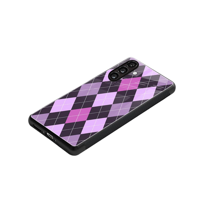 Argyle Purple stylish phone case for samsung galaxy m36 5g | glossy glass and slim fit
