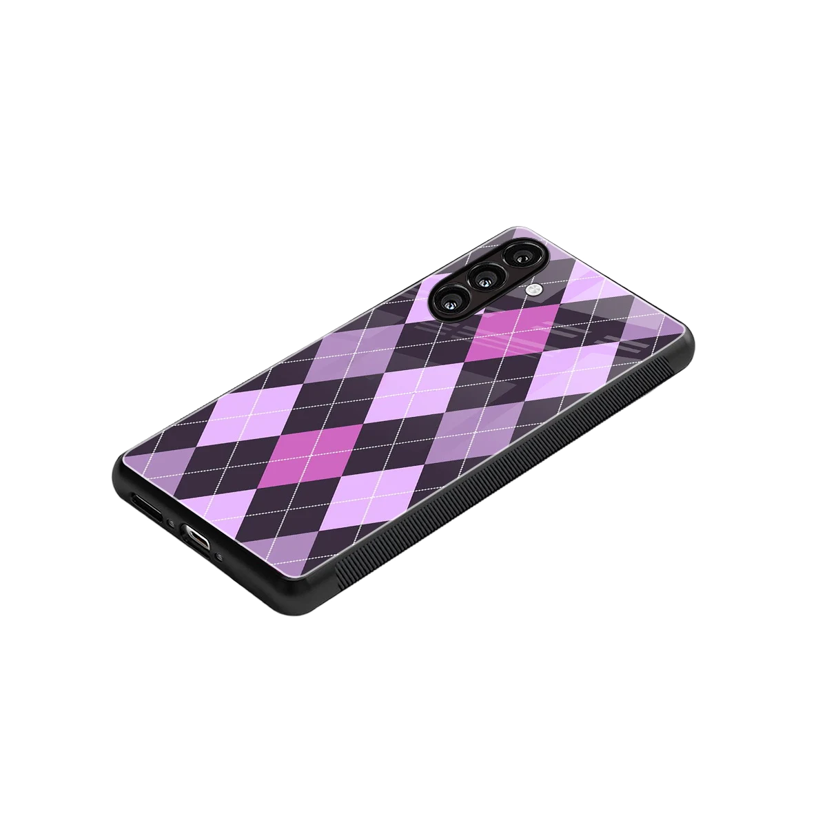 Argyle Purple stylish phone case for samsung galaxy a55 5g | glossy glass and slim fit