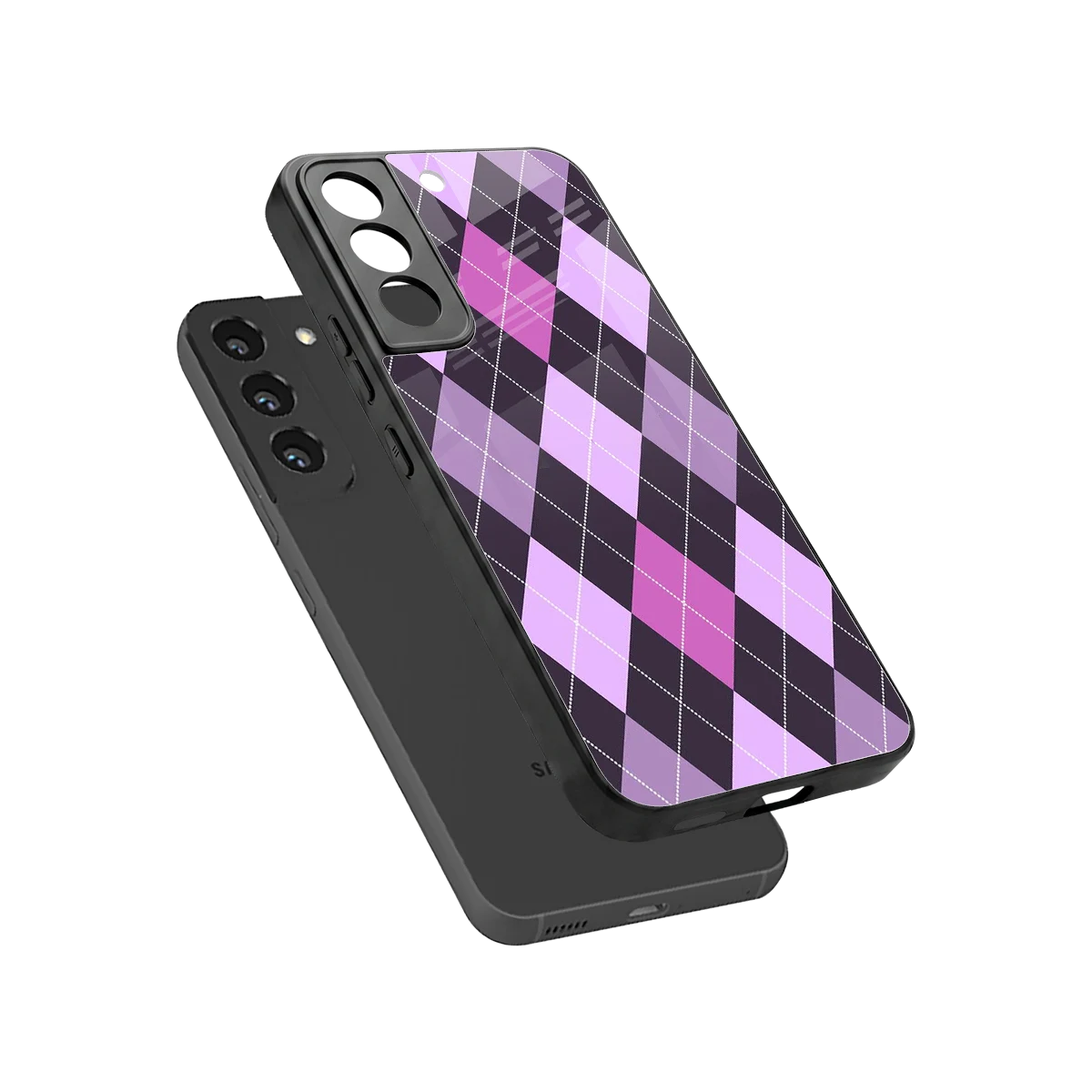 Argyle Purple sleek samsung galaxy s22 cover with tempered glass back and TPU edges