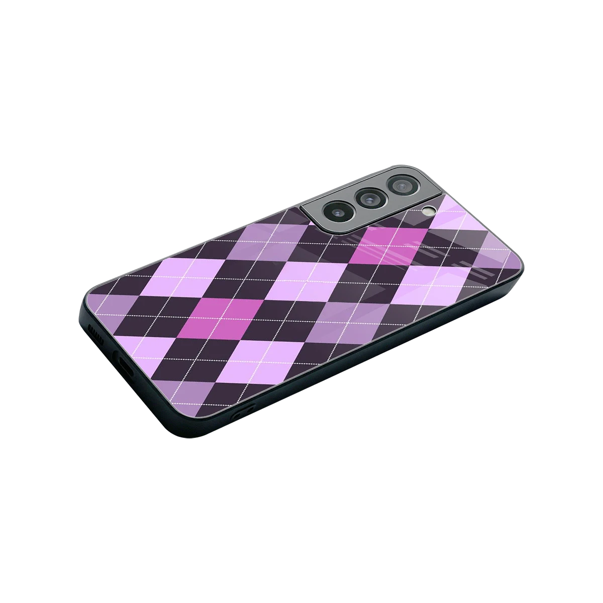 Argyle Purple stylish phone case for samsung galaxy s22 | glossy glass and slim fit