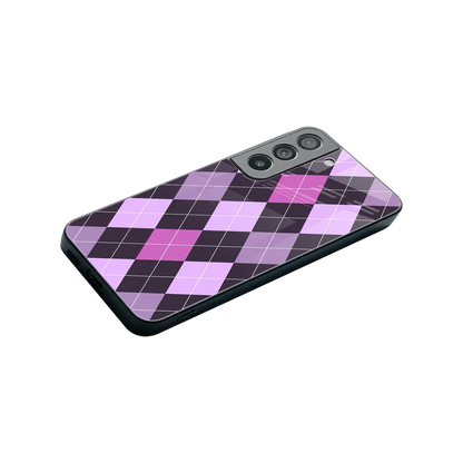 Argyle Purple stylish phone case for samsung galaxy s22 | glossy glass and slim fit