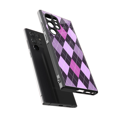Argyle Purple sleek samsung galaxy s23 ultra cover with tempered glass back and TPU edges
