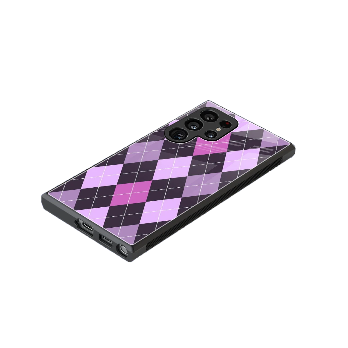 Argyle Purple stylish phone case for samsung galaxy s24 ultra | glossy glass and slim fit