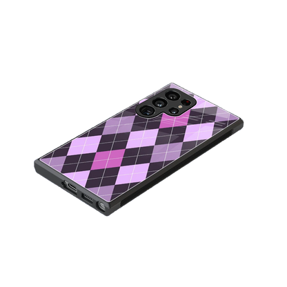 Argyle Purple stylish phone case for samsung galaxy s24 ultra | glossy glass and slim fit