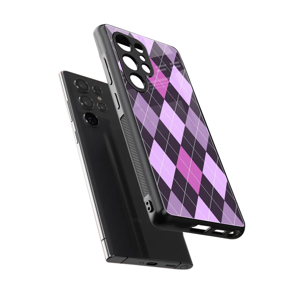 Argyle Purple sleek samsung galaxy s26 ultra cover with tempered glass back and TPU edges