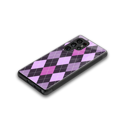 Argyle Purple stylish phone case for samsung galaxy s25 ultra | glossy glass and slim fit