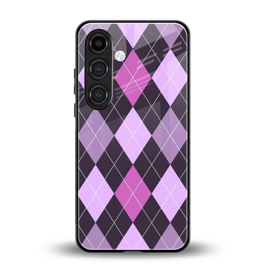 Argyle Purple back phone cover | glass case for samsung galaxy s25 plus