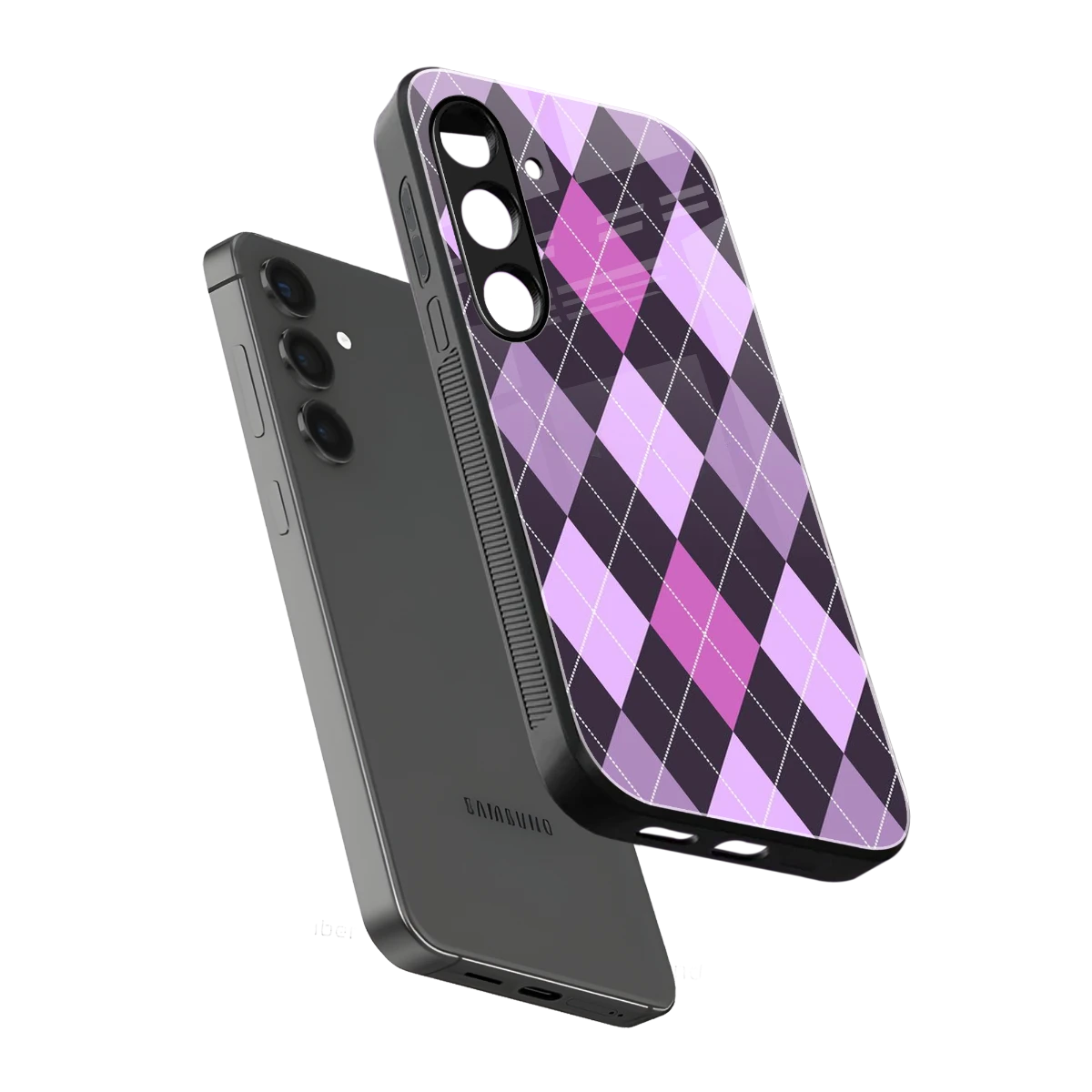 Argyle Purple sleek samsung galaxy s24 cover with tempered glass back and TPU edges