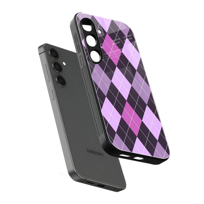 Argyle Purple sleek samsung galaxy s25 fe cover with tempered glass back and TPU edges