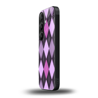 Argyle Purple samsung galaxy s25 plus mobile cover | shockproof glass phone case