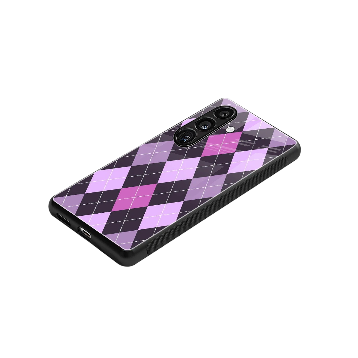 Argyle Purple stylish phone case for samsung galaxy s24 | glossy glass and slim fit