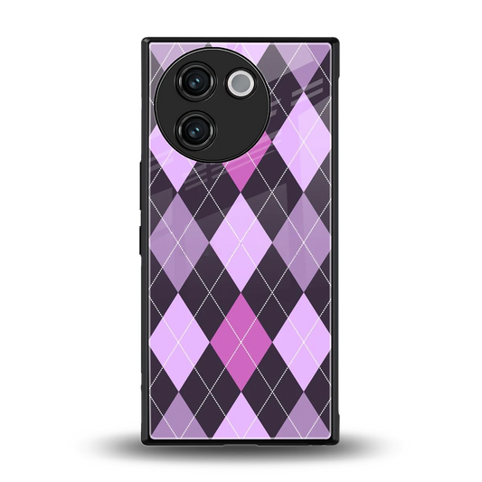 Argyle Purple back phone cover | glass case for vivo v30e