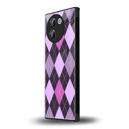 Argyle Purple vivo v30e mobile cover | shockproof glass phone case