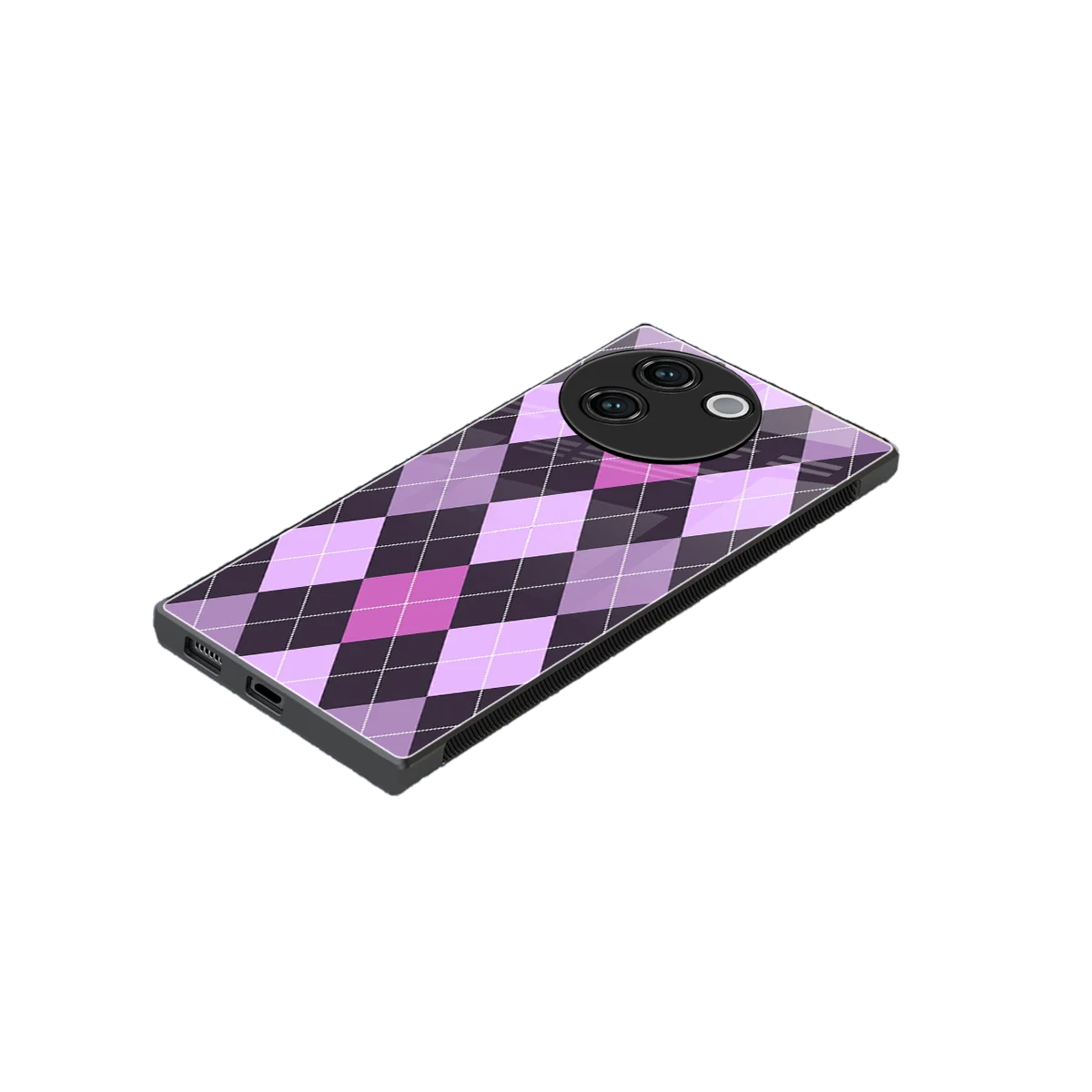 Argyle Purple stylish phone case for vivo v30e | glossy glass and slim fit