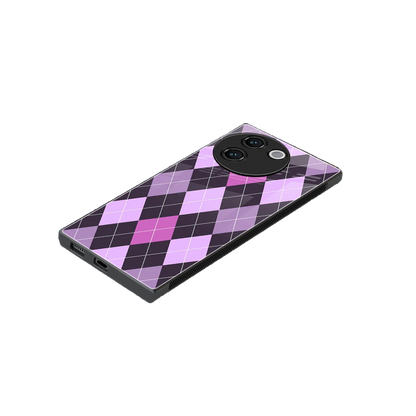 Argyle Purple stylish phone case for vivo v30e | glossy glass and slim fit