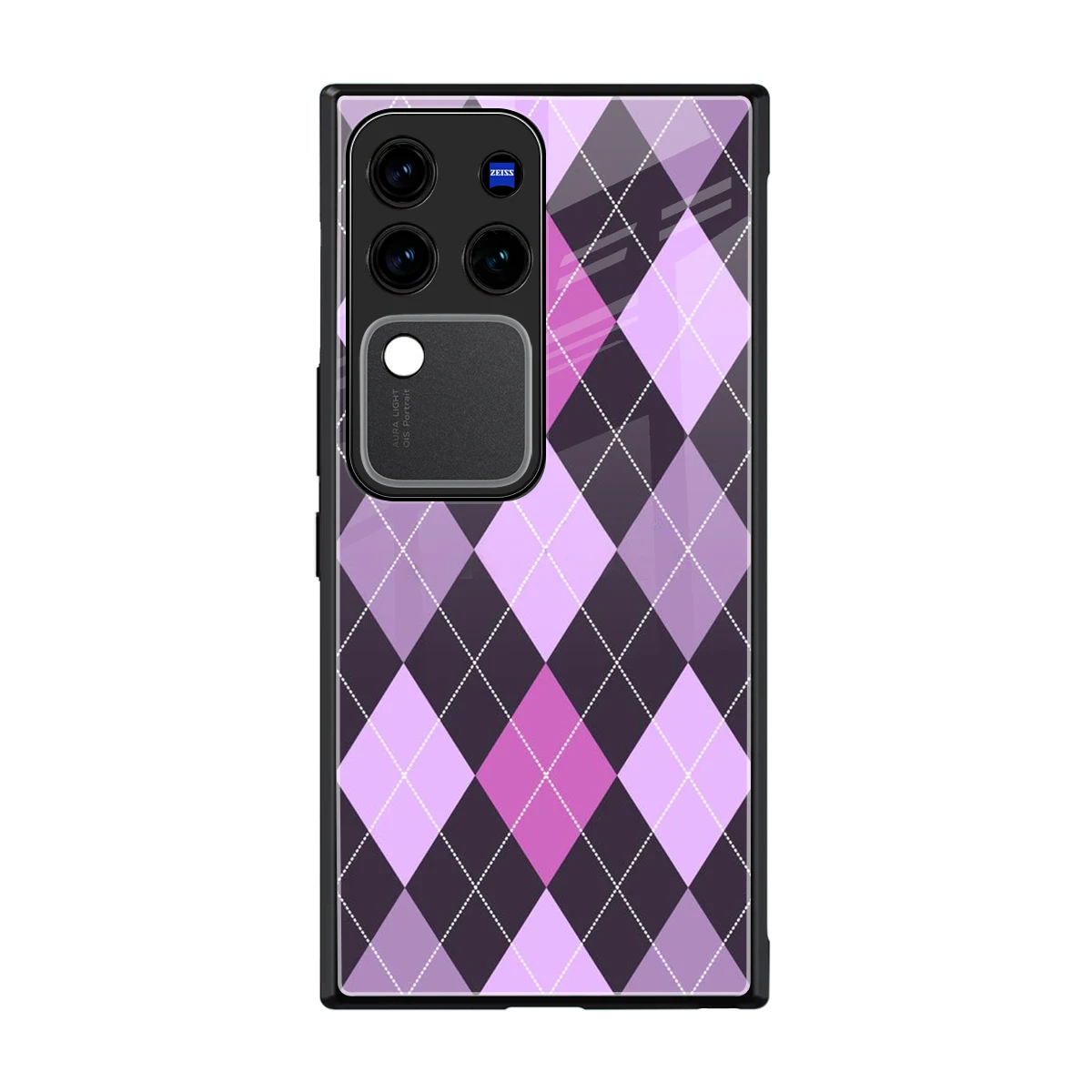 Argyle Purple back phone cover | glass case forvivo v30 pro