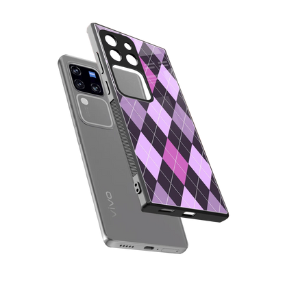 Argyle Purple sleekvivo v30 pro cover with tempered glass back and TPU edges
