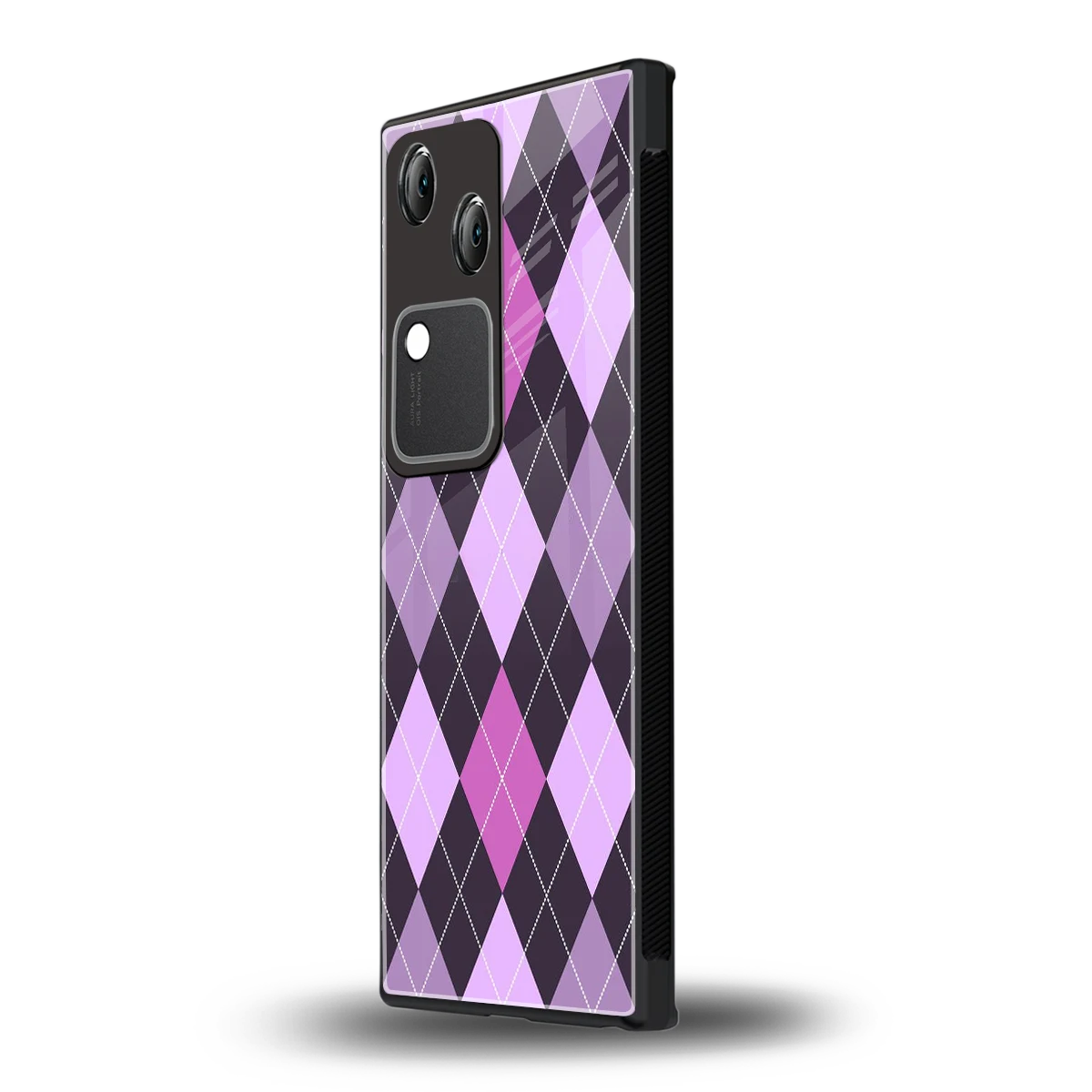Argyle Purple vivo v30 mobile cover | shockproof glass phone case