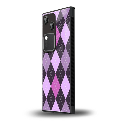 Argyle Purple vivo v30 mobile cover | shockproof glass phone case