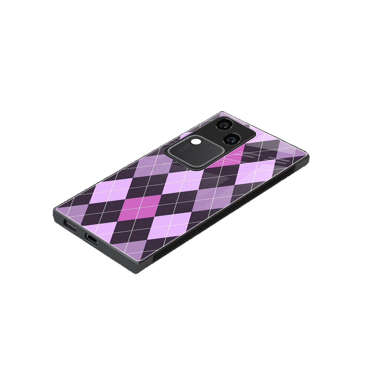 Argyle Purple stylish phone case for vivo v30 | glossy glass and slim fit