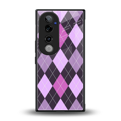 Argyle Purple back phone cover | glass case for vivo v40 pro