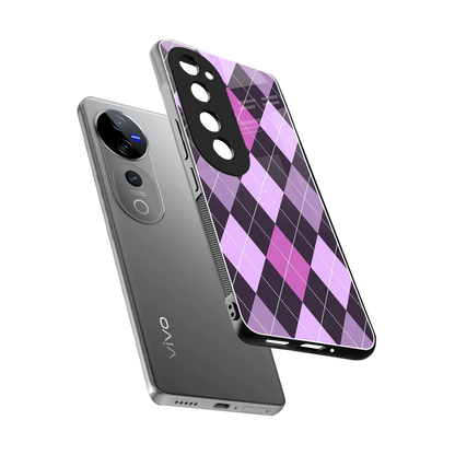 Argyle Purple sleek vivo v40 pro cover with tempered glass back and TPU edges