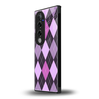 Argyle Purple vivo v40 pro mobile cover | shockproof glass phone case