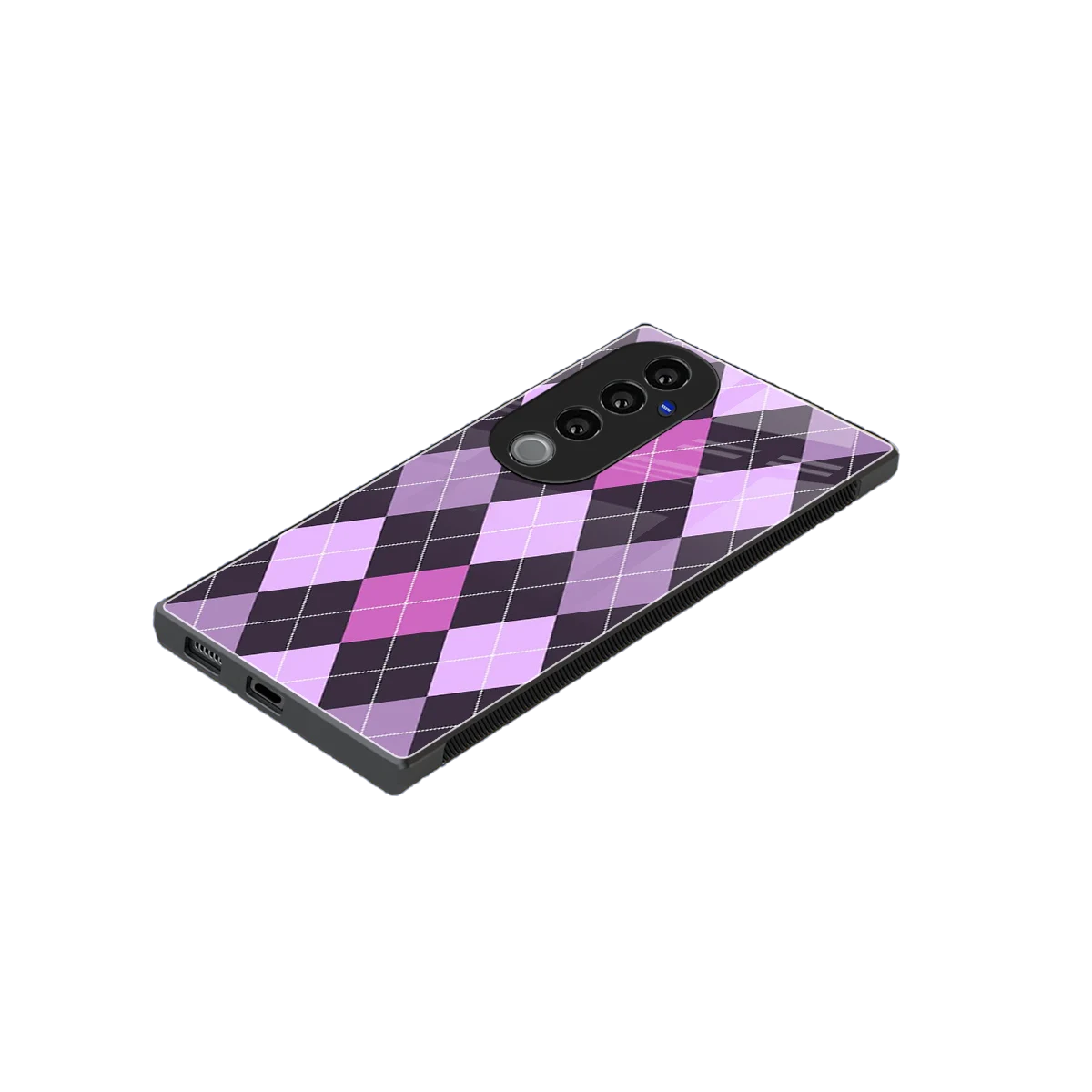 Argyle Purple stylish phone case for vivo v40 pro | glossy glass and slim fit