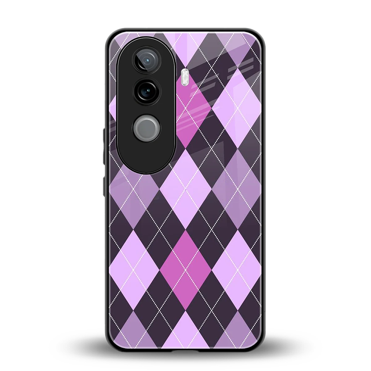 Argyle Purple back phone cover | glass case for vivo v40e