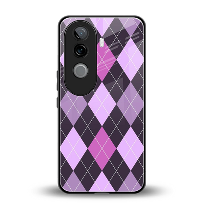 Argyle Purple back phone cover | glass case for vivo v40e