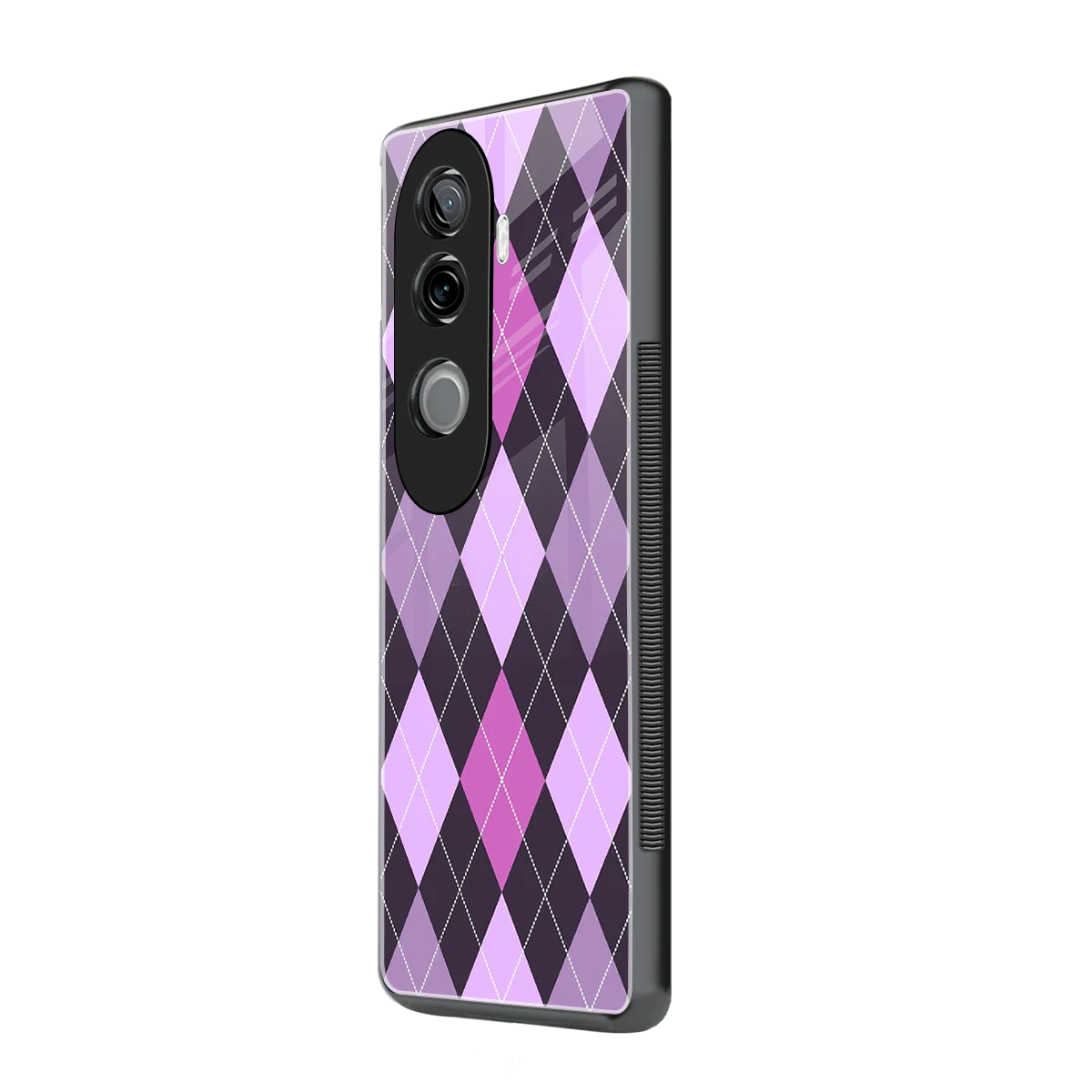 Argyle Purple vivo v40e mobile cover | shockproof glass phone case