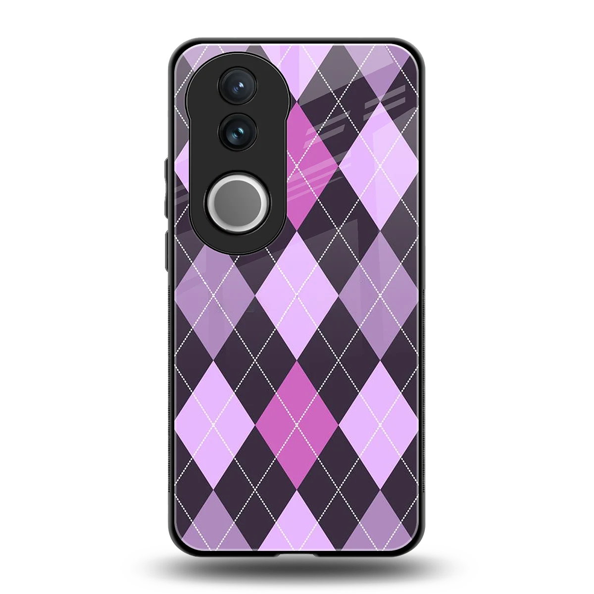Argyle Purple back phone cover | glass case for vivo v50