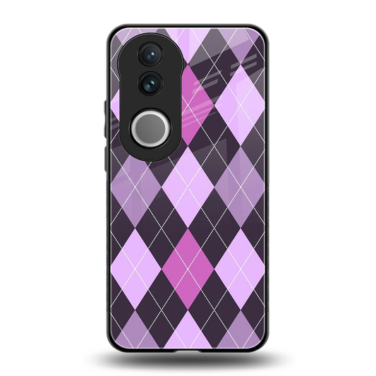 Argyle Purple back phone cover | glass case for vivo v50