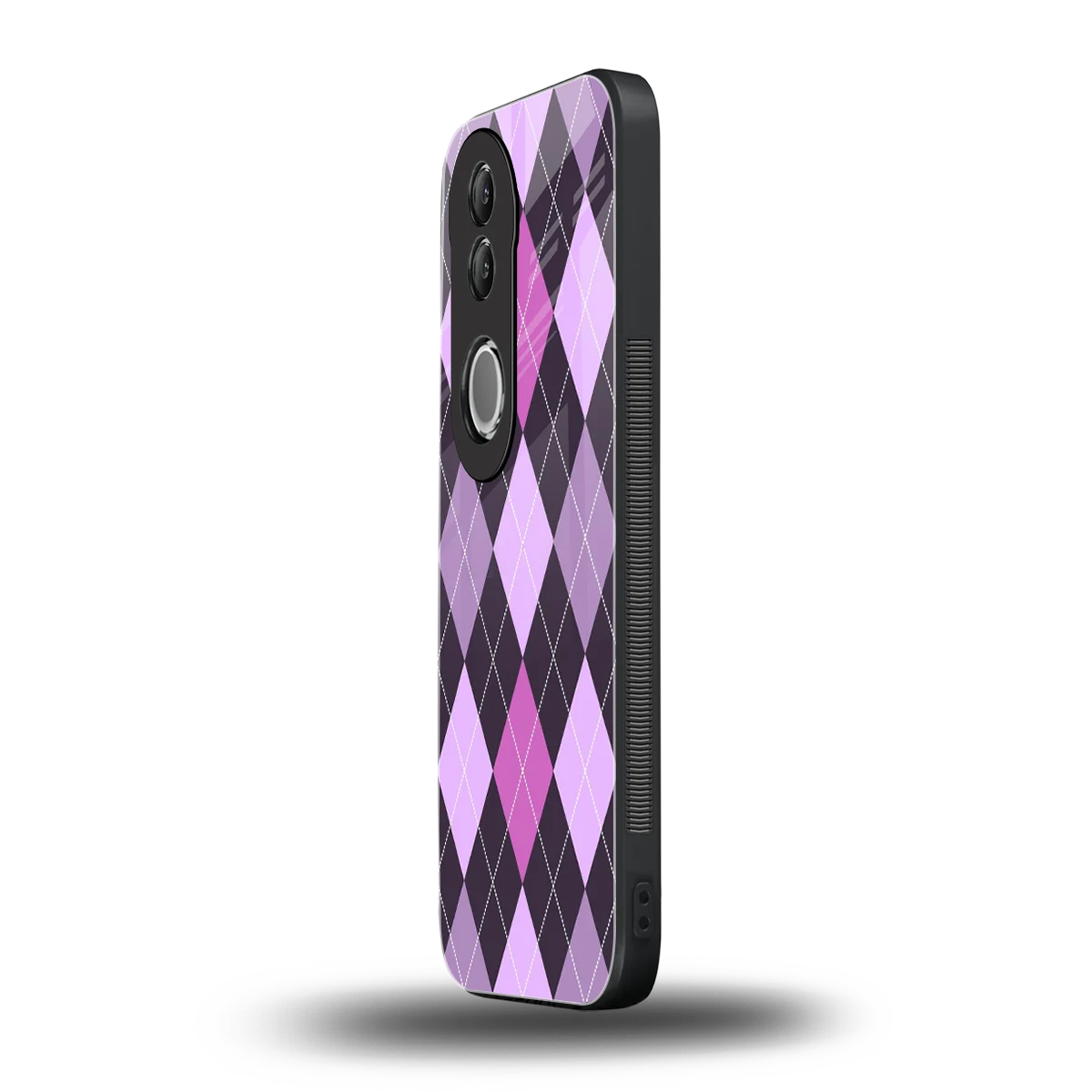Argyle Purple vivo v50 mobile cover | shockproof glass phone case