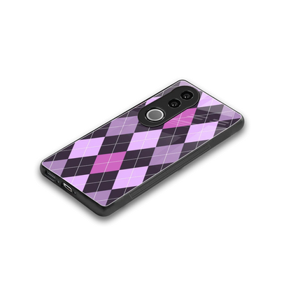 Argyle Purple stylish phone case for vivo v50 | glossy glass and slim fit