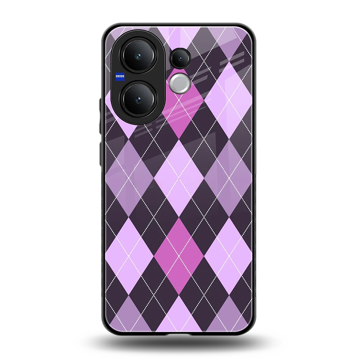 Argyle Purple back phone cover | glass case for vivo v60
