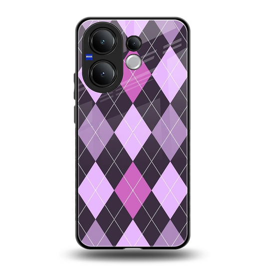 Argyle Purple back phone cover | glass case for vivo v60