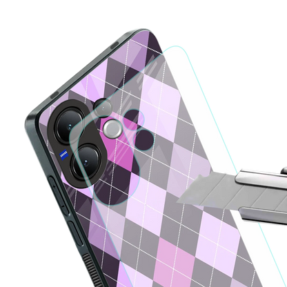 Argyle Purple stylish phone case for vivo v60 | glossy glass and slim fit