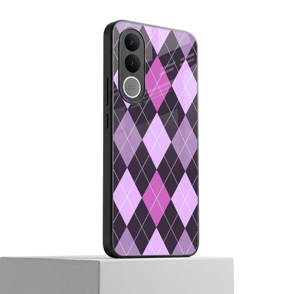 Argyle Purple vivo v70 fe mobile cover | shockproof glass phone case