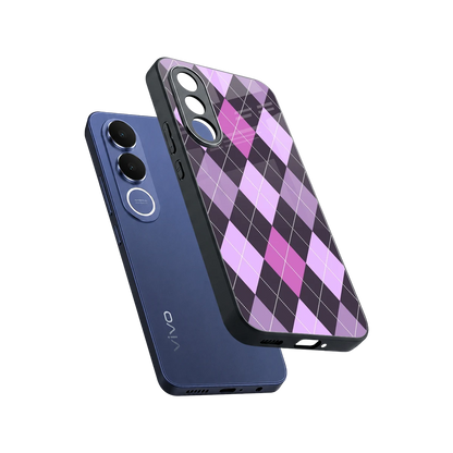 Argyle Purple sleek vivo v70 fe cover with tempered glass back and TPU edges