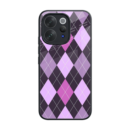 Argyle Purple back phone cover | glass case for vivo v70 elite