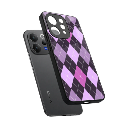 Argyle Purple sleek vivo v70 elite cover with tempered glass back and TPU edges