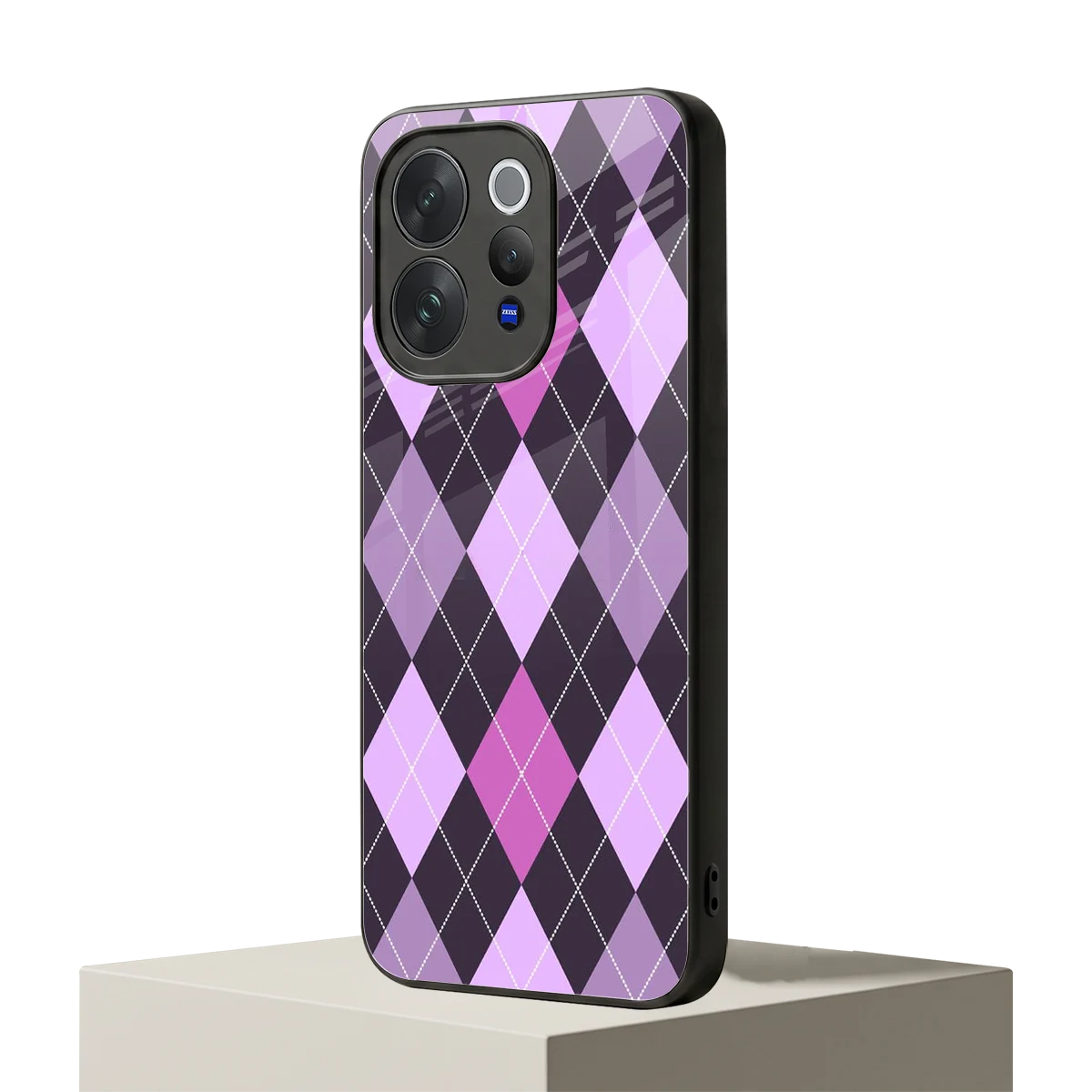 Argyle Purple vivo v70 elite mobile cover | shockproof glass phone case