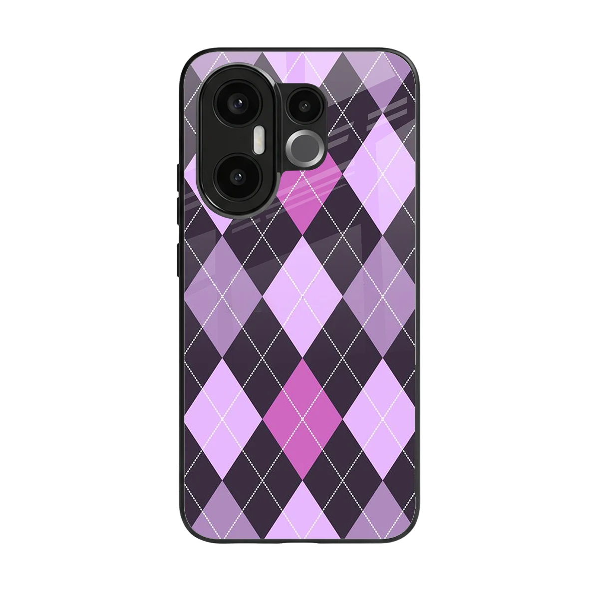 Argyle Purple back phone cover | glass case for vivo x200 fe