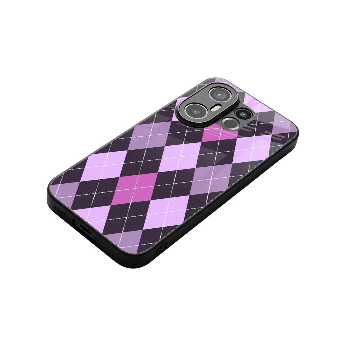 Argyle Purple stylish phone case for vivo x200 fe | glossy glass and slim fit